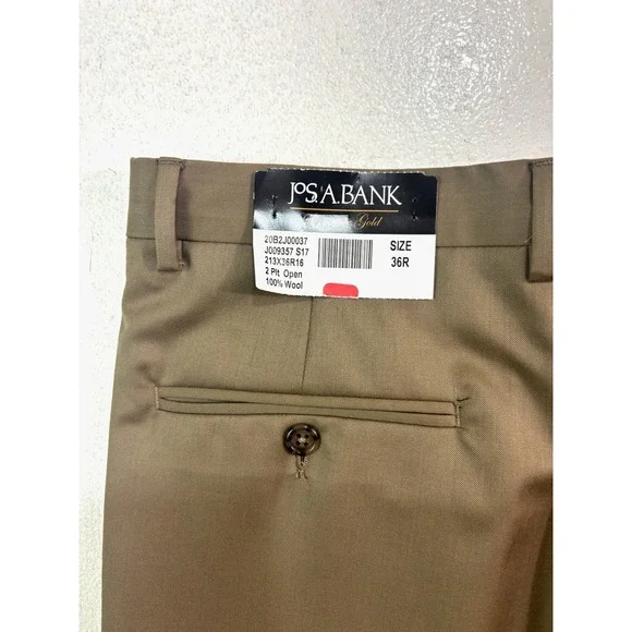 NEW brown Jos A Bank 36R 36 signature gold suit dress pants trousers 100% Wool